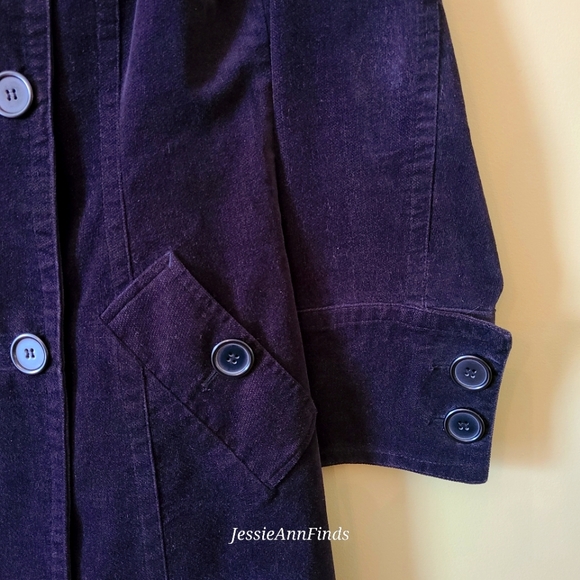 Jones New York Black Velour Double Breasted Trench Coat Women's Size Medium - Picture 3 of 6